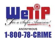 WeTip. For a safer america. Anonymous. 1-800-78-crime